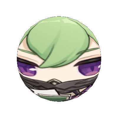 A gif of Shinobu from Genshin Impact as an orb and spinning.